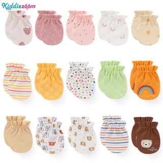 Kiddiezoom 5BỘ Găng Tay Bé Gái Bông Sơ Sinh Unisex Găng Tay Hoạt Hình In Đồ Cho Bé Phụ Kiện Màu Trơn