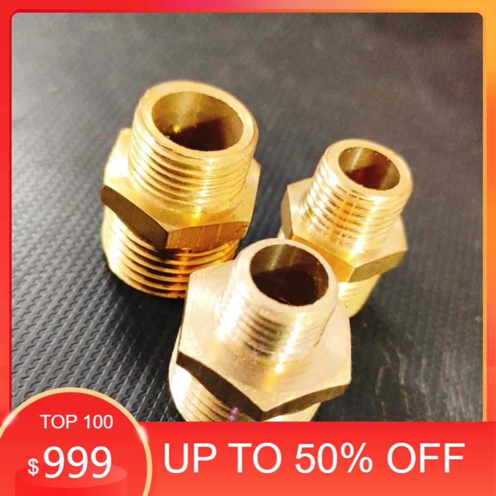 [RẺ NHẤT] Nối 2 đầu ren ngoài, kép thau, nối ren thau, ren kép 2 đầu lệch, chất liệu đồng thau (SS73