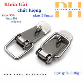 Khóa gài, khóa móc inox 304 dạng trơn size 58*17mm.