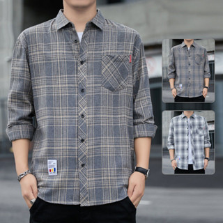 Áo sơ mi kẻ sọc mẫu mới mùa xuân thu Áo khoác nam rộng rãi dài tay áo khoác nam thời trang