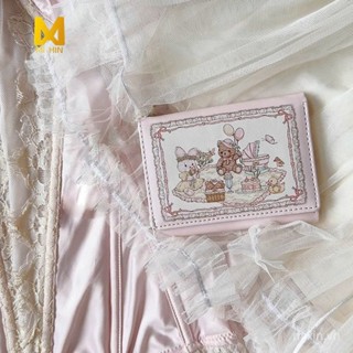 Ví Hàn Quốc gấp ba hình thỏ hoa Ví đựng tiền xu nhiều ngăn đựng thẻ thời trang