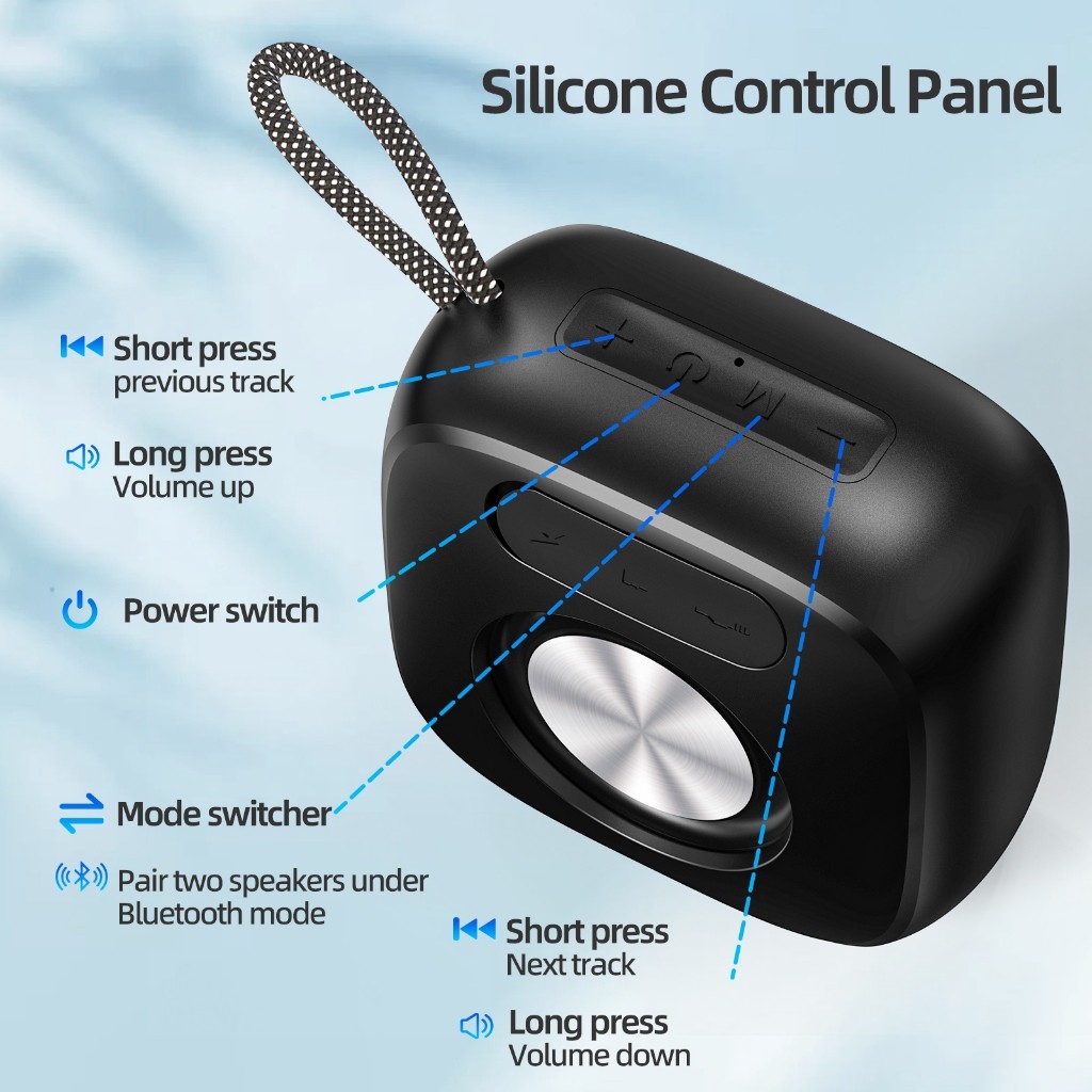 GOOJODOQ Loa Bluetooth  TWS 5.3 không dây có dây buộc Loa Mini di động Thẻ TF có thể sạc lại | BigBuy360 - bigbuy360.vn