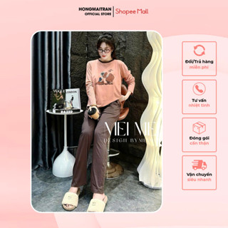  Set đồ thu đông nữ áo thun in hình cute phối quần dài phong cách trẻ trung năng động thể thao HONG  MAI TRAN ST15706 