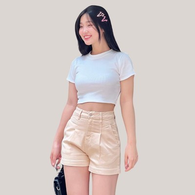 TTTHAO - Quần Short Jeans Nữ vải cotton co giãn cao cấp Chiết Ly tôn dáng, thoải mái, không phai màu