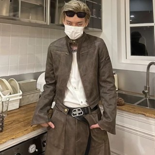 Utopia Áo khoác da nam cổ điển Phong cách Hàn Quốc mới mùa thu phù hợp Áo dài tay cao cấp