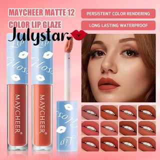 【COD】Son bóng lì MAYCHEER Velvet Matte dưỡng ẩm và giữ ẩm lâu trôi, không phai màu, trang điểm môi ღ Trang điểm lấp lánh cho cô gái màu hồng