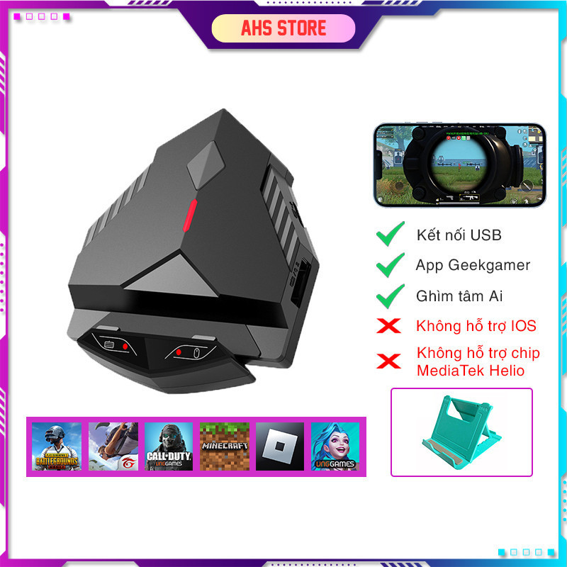 Bộ chuyển đổi chơi game Lingzha 2 Pro kết nối dây cực mượt hỗ trợ ghìm tâm AI chơi PUBG, Free Fire, 