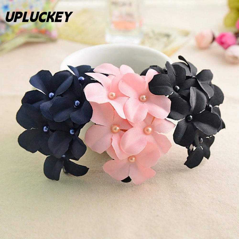 UPLUCKEY Kẹp tóc phối hoa thời trang cho nữ