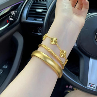 Cửa Hàng Vàng Cùng Phong Cách Cát Vàng Cuộn Hoa Văn Cỏ Vòng Tay Nữ Lốp Trơn Nhẫn Cưới Quà Tặng Trang Sức Xếp Chồng Cho Bạn Gái