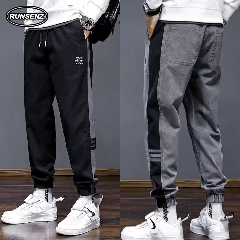 M-5xl Quần Denim Sọc Thời Trang Nam Plus Size Quần Jean Slim Fit Quần Jogger