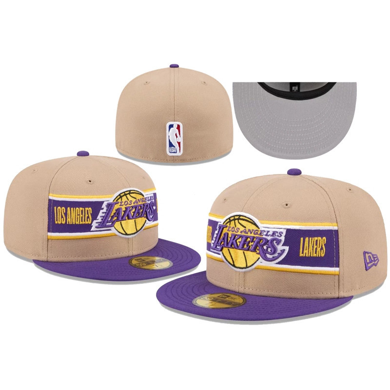 Cổ Điển NBA Los Angeles Lakers Trang Bị Nón Nam Nữ 59FIFTY Full Cap Close Fit Mũ Thêu Thể Thao Mũ To