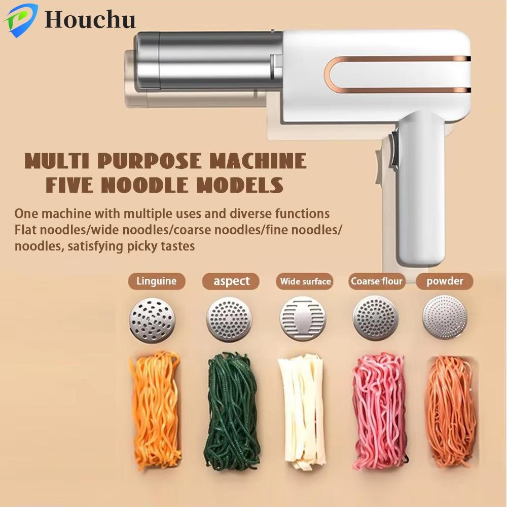 Máy làm mì ống không dây HOUCHU, Máy làm mì ống điện hoàn toàn tự động cầm tay, Màn hình thông minh có thể sạc lại USB Máy ép mì dễ dàng