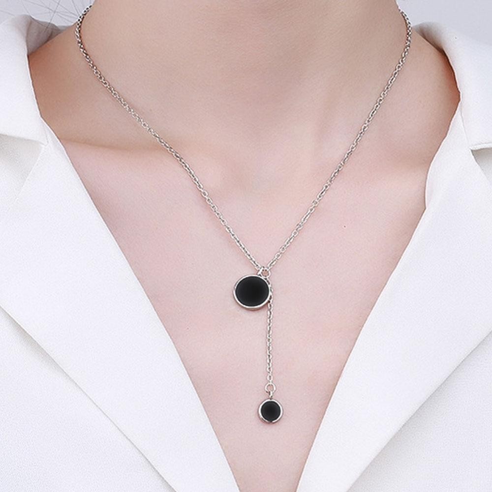 Vòng cổ bạc 925 Bạc Harmony Mặt trăng đen N321 Vòng cổ bạc