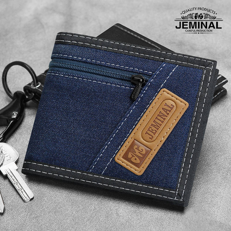 Men's Canvas Multi-Functional Short Wallet Student Multi-Card-Slot Coin Purse Card Holder Cloth Driv
