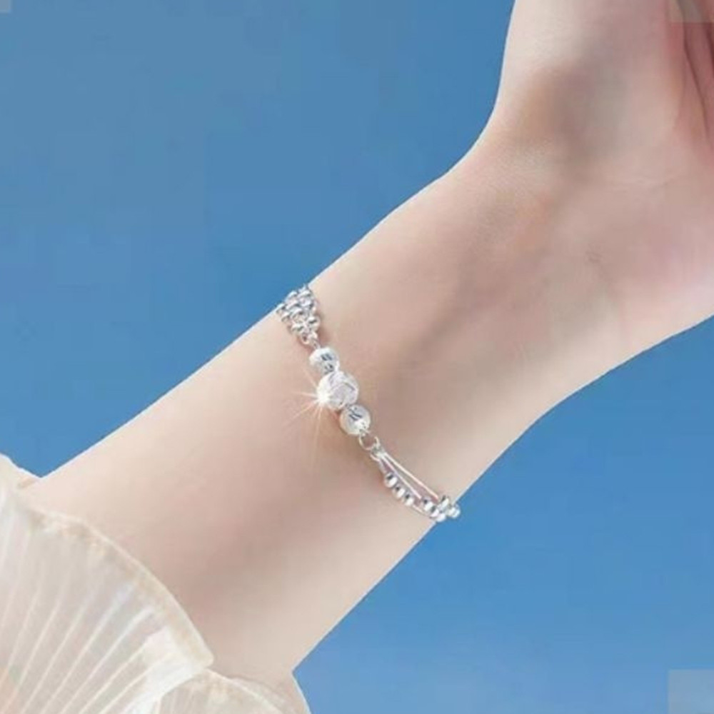 Women Luck Bead Anklet Multi-layer Chain Bracelet Valentine's Day Gift for Girlfriend