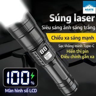 đèn pin cầm tay, đèn pin cầm tay siêu sáng, Siêu Bền, Chống Thấm Nước, Có màn hình kỹ thuật số và chức năng sạc nhanh