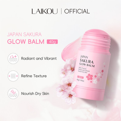 LAIKOU Japan Sakura Glow Balm 40g - Plumps Fine Wrinkles, Tặng Dewy Glow cho da khô, Độ sáng tự nhiên