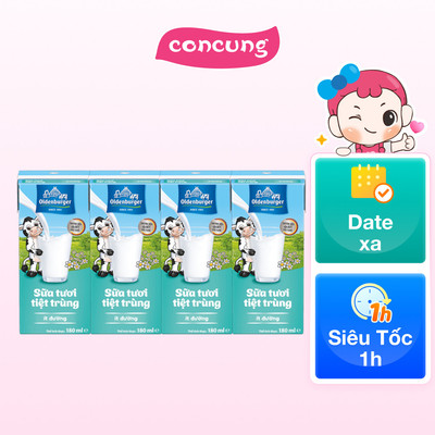 Sữa tươi tiệt trùng Oldenburger ít đường 180ml (lốc 4 hộp)