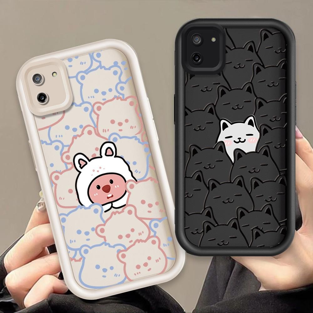 Ốp Lưng Cho Realme C11 2020 Hoạt Hình Silicon Bé Gái Mềm Ốp lưng TPU Mèo Loopy Mắt Thiên Thần Chống 