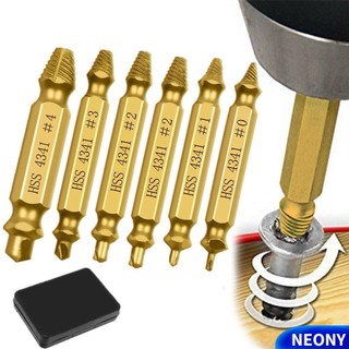 Neony 6 CÁI Dụng cụ tháo vít đầu bị hư hỏng, Đầu đôi dễ dàng lấy máy nhổ vít bị hư hỏng, Bộ mũi khoan bền chất lượng cao Dụng cụ tháo vít bị hỏng chuyên nghiệp