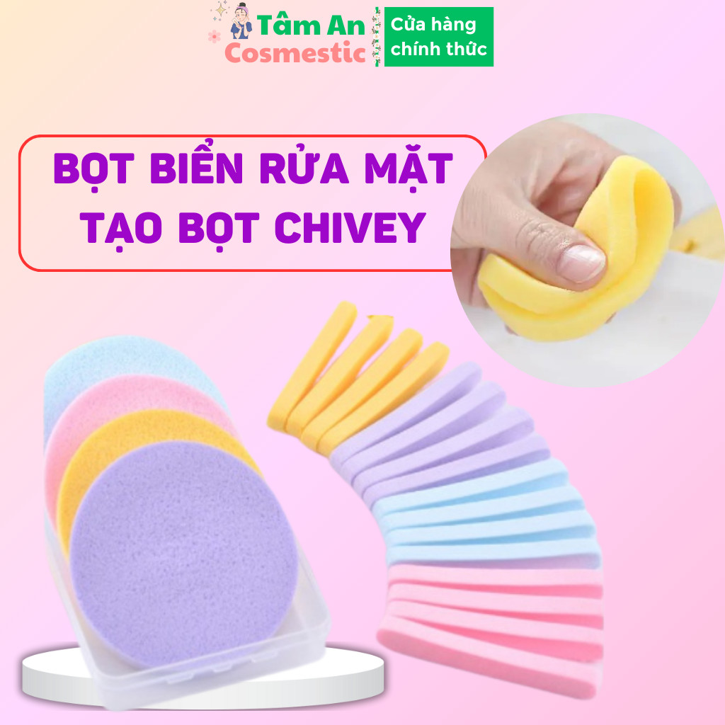Bọt Biển Bông Nở Rửa Mặt, Bông Mút Tẩy Trang Chivey 12 Thanh Dày Dặn Siêu Tiết Kiệm
