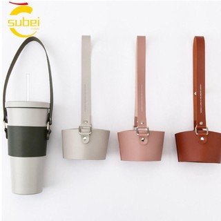Tay cầm cốc SUBEI, có dây đeo Tay cầm chai nước đa năng Dây đeo vai, Chai 30-40oz di động bằng da PU Dây đeo chai nước để đi bộ đường dài