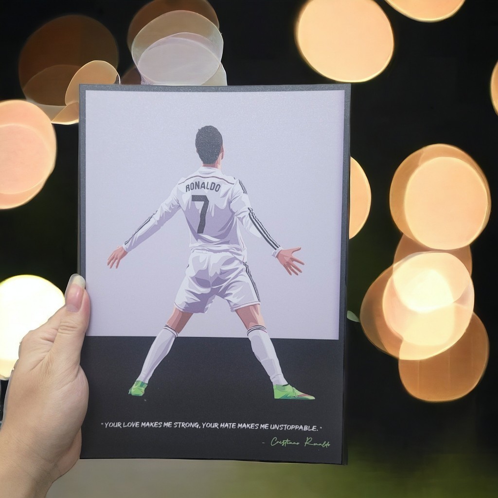 TRANH BÓNG ĐÁ ⭐️ Poster Siuuu Của Cristiano Ronaldo Trong Màu Áo Real Madrid ⭐️ FREESHIP