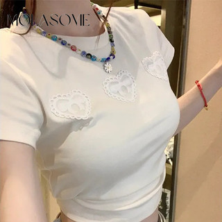 MOLASOME Nữ Thời Trang Mới Màu Trơn Cổ Tròn Tay Ngắn Slim Fit Tất Cả Trận Đấu Áo Thun