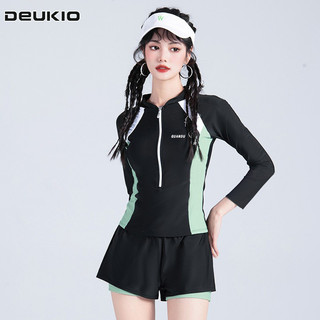 Đồ bơi DEUKIO, tay dài nữ, giảm béo bảo thủ, che bụng, tập thể dục, cô gái ngọt ngào, cô gái suối nước nóng, đồ bơi học sinh