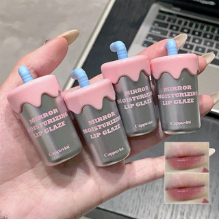 Cappuvini Rơm Cốc Son Bóng Môi Glaze Son Môi Gương Thạch Dưỡng Ẩm