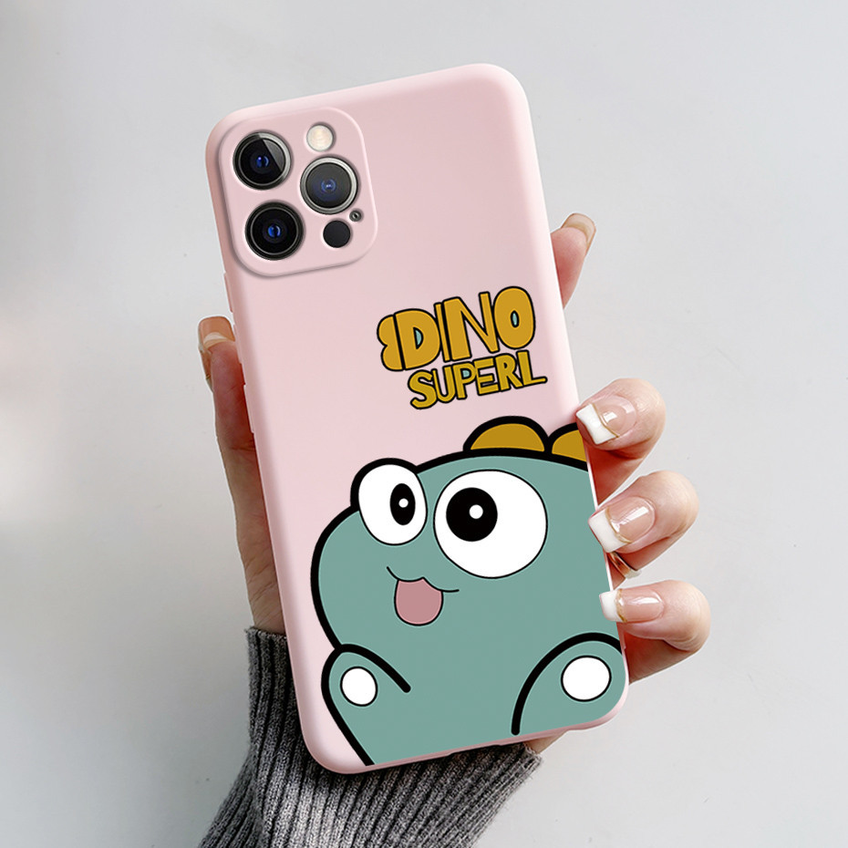 Dành Cho iPhone 12 Pro Ốp Lưng Điện Thoại Mờ Mới Nhất Họa Tiết Hoạt Hình Màu Kẹo Silicon Mềm Cho Vỏ iPhone12 Pro