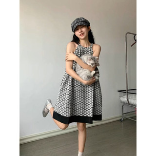 Retro Dây Sling Đầm Mùa Hè Thường Ngày Phong Cách Mới Phiên Bản Hàn Quốc Thời Trang Gợi Cảm Dây Mỏng Phong Cách Chữ A