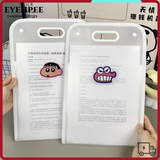 Túi đựng hồ sơ mở rộng EYEHPEE Crayon Xiao Xin, 13 túi Thư mục tệp A4 trong suốt, Túi đựng giấy kiểm tra dung lượng lớn cầm tay chống nước dễ thương dành cho học sinh