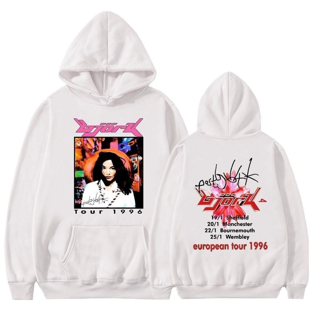 KPOP Bjork Bài Châu Âu Lưu Diễn Âm Nhạc Buổi Hòa Nhạc Gildan Cơ Bản Đơn Giản Putih Vintage Cổ Tròn D