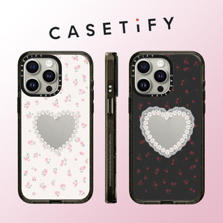 Casetify Ngọc Trai Ren Trái Tim Hoa Trong Suốt Chống Sốc Acrylic Ốp Lưng Điện Thoại iPhone 15 Pro Max 14 Plus 13 ProMax 12 12Pro Vỏ Bảo Vệ Cứng