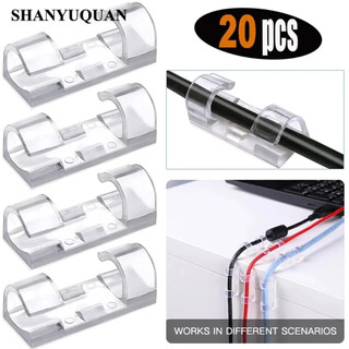 SHANYUQUAN Bộ 20 Nẹp Dán Tường Cố Định Dây Điện Chống Rối - Kẹp Giữ Dây Cáp Sạc (Có Keo Dán 3M)
