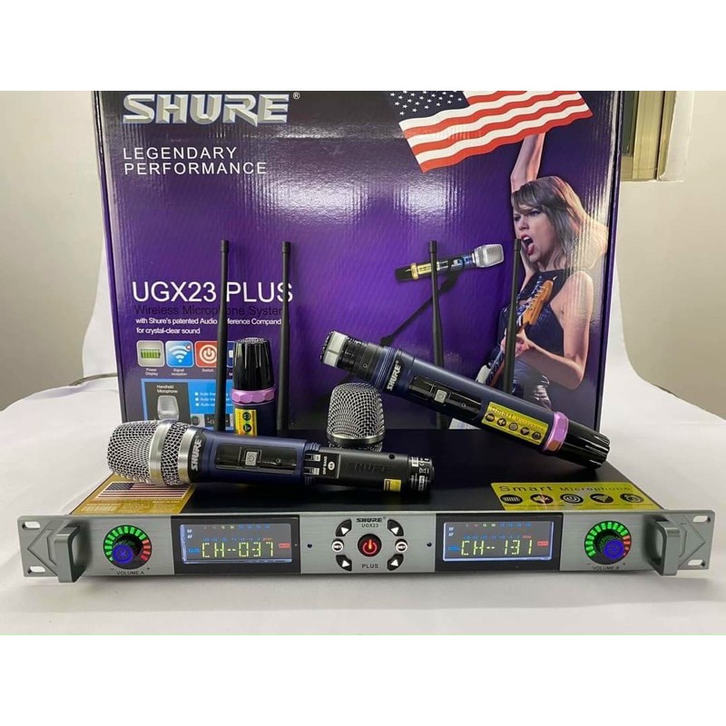 Micro Không Dây Cao Cấp Shure UGX23 Plus, Micro Hát Gia Đình, Lọc Tiếng Cực Hay, Trống Hú Rè.