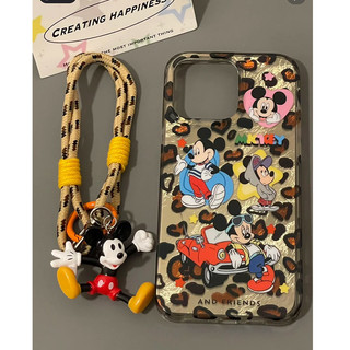Sweet Cool Leopard In Hình Xe Thể Thao Mickey Có Mặt Dây Chuyền Thích Hợp Cho iPhone16promax Vỏ Điện Thoại Apple 15 14 13 12 11 XSmax XR 8plus 7 Vỏ Cứng Niche Mới Vỏ Bảo Vệ Chống Sốc
