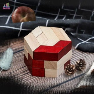 Jesjeliuu Khối xây dựng giáo dục hình lục giác bằng gỗ dành cho trẻ em Người lớn