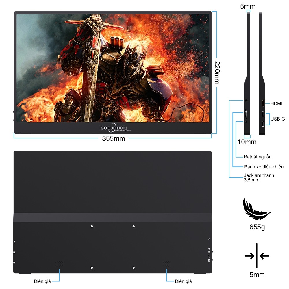 Màn hình Di Động gaming GOOJODOQ 15.6inch 1080P  100%RGB Đế Kéo Dài Ps4 Android Switch Macbook HDMI | BigBuy360 - bigbuy360.vn