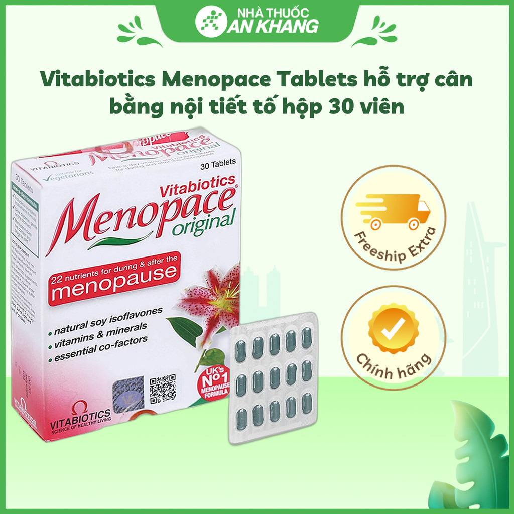 Vitabiotics Menopace Tablets hỗ trợ cân bằng nội tiết tố hộp 30 viên