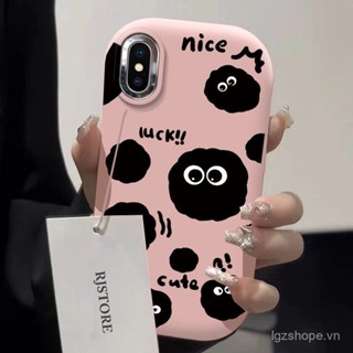 Ốp điện thoại di động Apple x Bánh than cá tính đáng yêu xr Khung ảnh kim loại iphonexsmax cô nàng mập mạp silicon lỏng dùng cho IPhone 7 8 Plus 11 12 13 14Pro 15 Pro Max XR X S Max SE 2020 M2P5