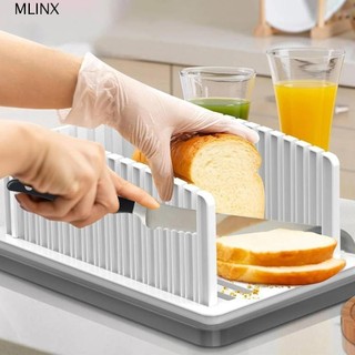  Máy thái bánh mì MLINX có khay vụn bánh mì Hướng dẫn cắt bánh mì chịu nhiệt Phụ kiện làm bánh có thể điều chỉnh độ dày bằng nhựa trắng Tấm cắt lát bánh mì 