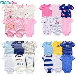 Kiddiezoom 6BỘ Bộ Quần Áo Trẻ Sơ Sinh onesie BÔNG Bé Trai Bé Gái Cho Bé Tập Đi Jumpsuit Áo Tay Ngắn
