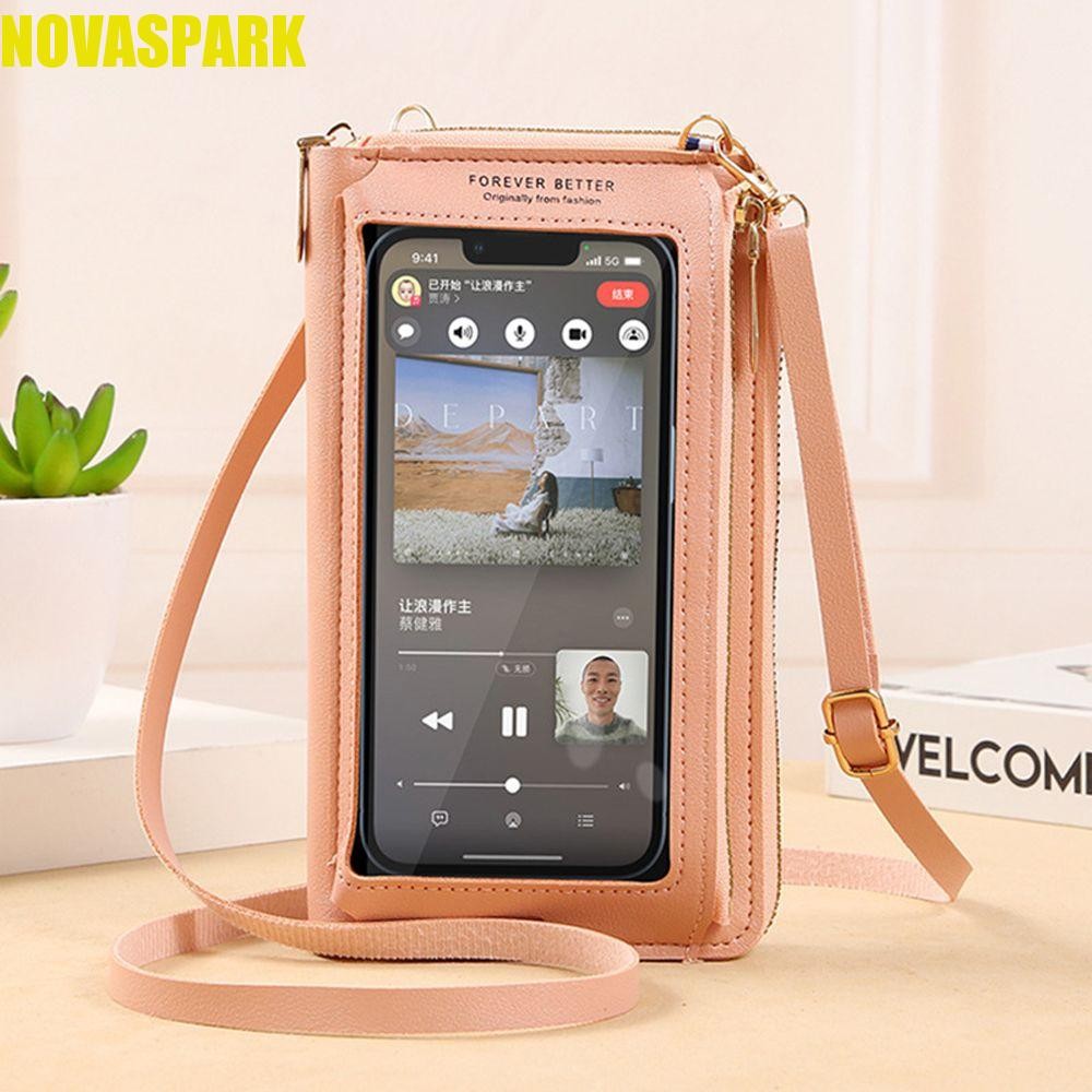Novaspark Túi Điện Thoại Di Động Để Đi Bộ Thể Dục Ví Điện Thoại Túi Ly Hợp Túi Vuông Nhỏ Màn Hình Cảm Ứng Túi Đeo Ngang Dung Tích Lớn Túi Đeo Vai Đơn Túi Đựng Thẻ Da PU