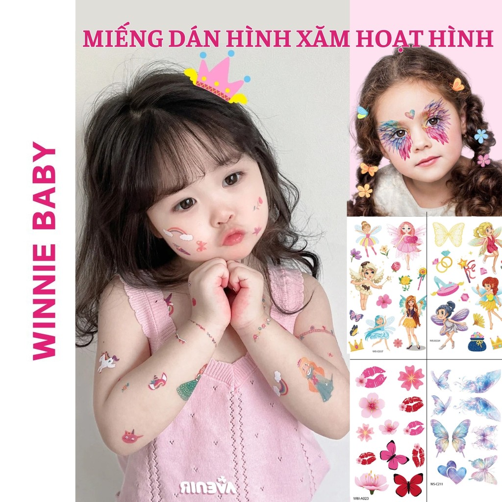 1 Tấm Hình Xăm Tatoo Giả Cho Bé Gái Siêu Dễ Thương Hoá Trang , Hình Xăm Tatoo Tạm Thời Chống Thấm Nư