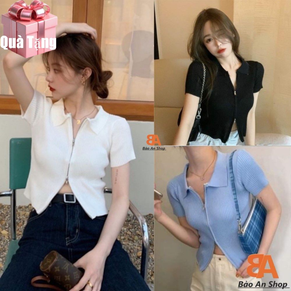 Áo khoá kéo 2 đầu cổ bẻ