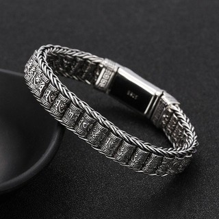 JEWELRY Vòng bạc tay nam Trụ Kinh Luân Xoay bạc 925 cao cấp bền màu độ cứng cao chống trầy xước phước báu, may mắnVHMART