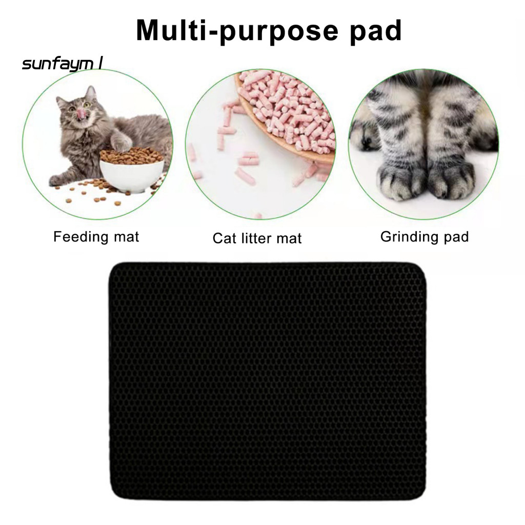 Sunfa Litter Box Mat Giải pháp xả rác cho mèo hiệu quả Chống trượt Thảm lót mèo chống thấm nước Thảm lót hai lớp để làm sạch Hộp đựng rác vệ sinh Phụ kiện thú cưng cho mèo Đông Nam