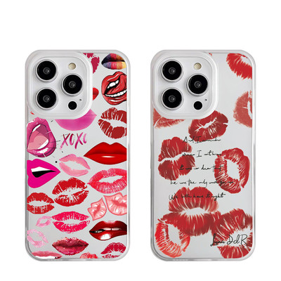 Suntaiho Sang Trọng Gợi Cảm Màu Đỏ Họa Tiết In Môi Trong Suốt Mờ Dành Cho Iphone 16 15 14 12 13 11 Pro Max IP 7 8 Plus Iphon X Xs XR Xs Max TPU Silicon Mềm Cao Cấp Chống Sốc Ốp điện thoại